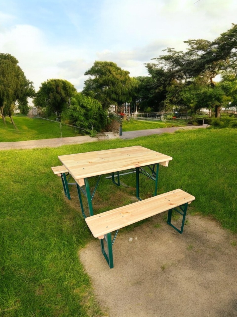 Padilon Katlanır Ahşap Bahçe Masası-Bank Seti 110X70*78 cm Katlanabilir Dış Mekan Piknik Masası